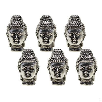 6 Stück 3D Buddha spirituelle Metall-Abstandsperlen zur Schmuckherstellung