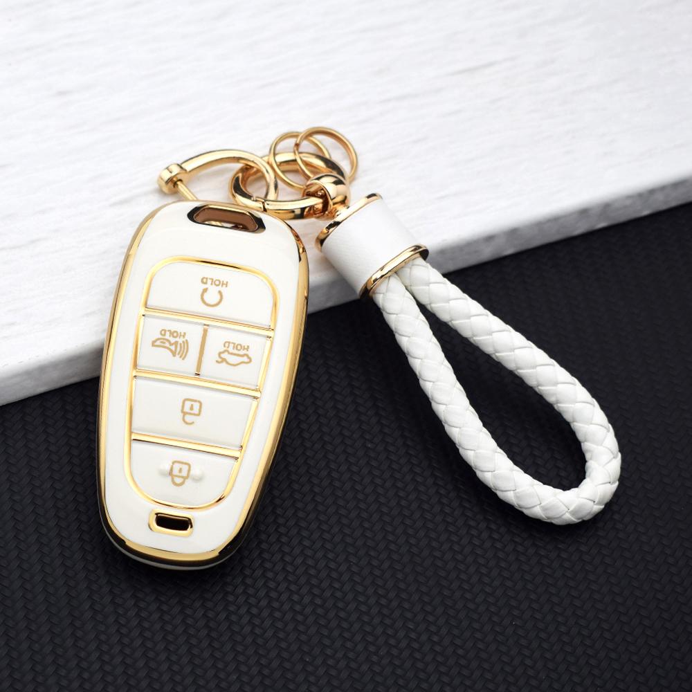 5 Buttons TPU Car Key Case Shell Cover for Hyundai Sonata DN8 Nexo Santa Fe TM Tucson NX4 Staria Ioniq Key Protector Accessories