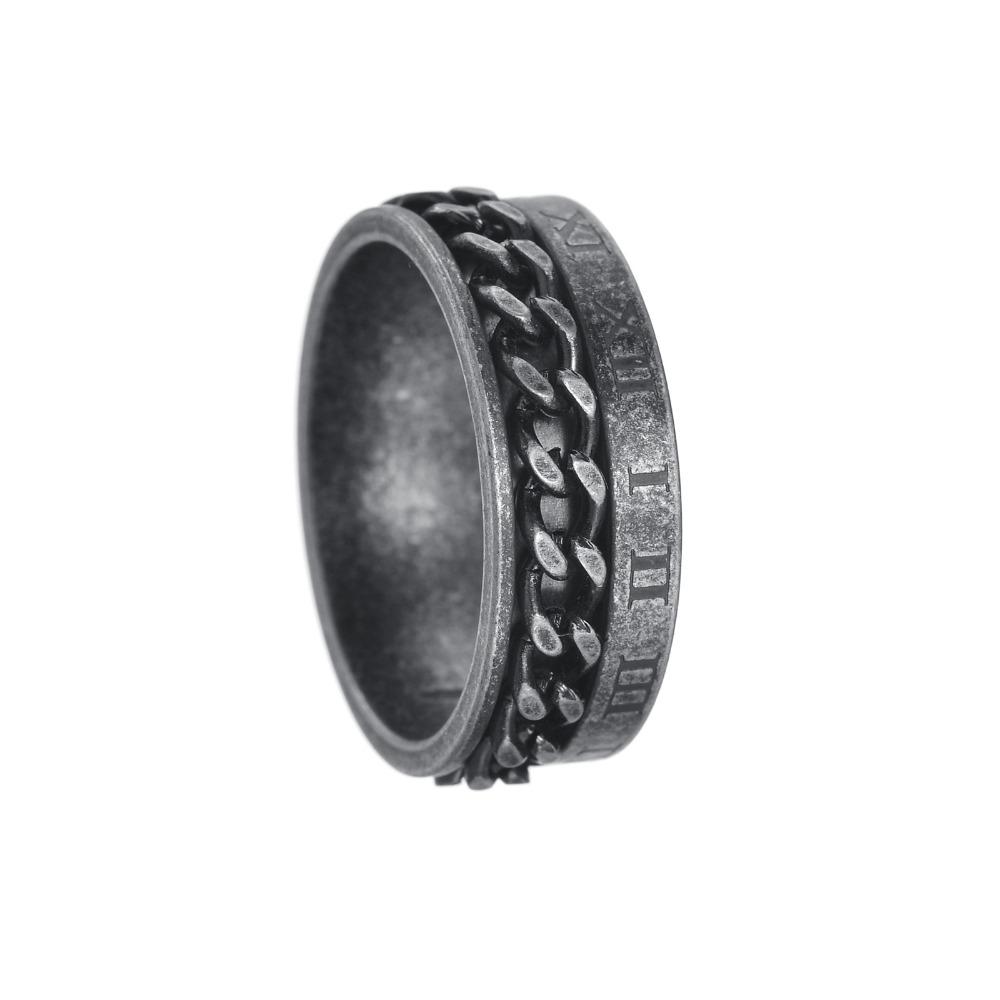 Men's Hip Hop Rotating Chain Titanium Steel Ring Personality Trendy Single Pinky Ring Student Fashion Jewelry
