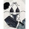 S - XL Met Shorts Stippen Halter Bikini Dames Zwempak Dames Zwemkleding Drie Delige Bikini Set Zwemmer Zwempak Zwem V8292