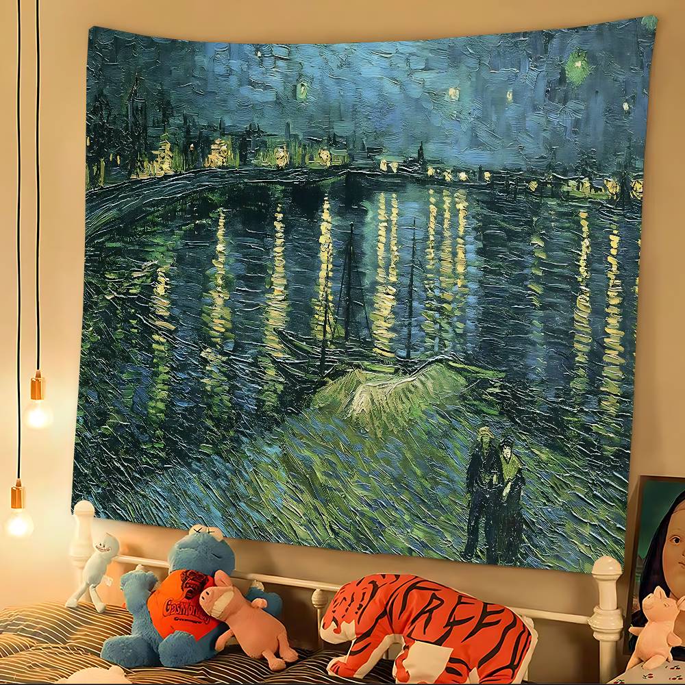 Van Gogh Oil Paintings DIY Wall Tapestry Hanging Tarot Hippie Wall Rugs Dorm Home Decor