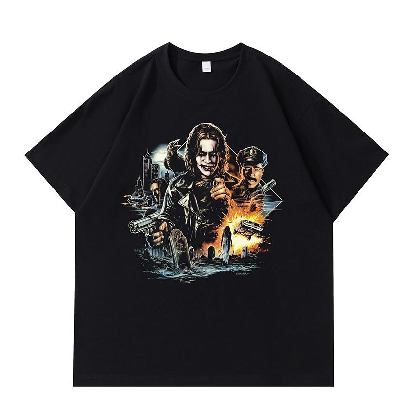 

Чоловічі та жіночі футболки з принтом DTG Print Dark Series Літні повсякденні універсальні американські модні брендові вільні чоловічі та жіночі топи 4XL чорний