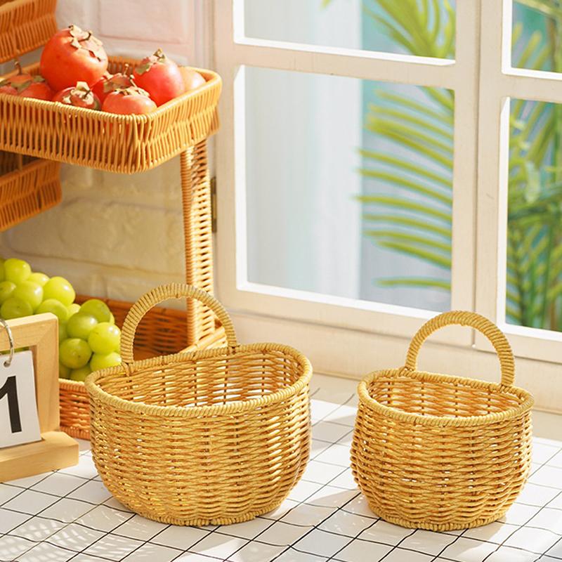 Wandhängender Aufbewahrungskorb Behälter Dekokorb Handgewebter Küchenaufbewahrungskorb Für Garten Blumentopf Wohnzimmer