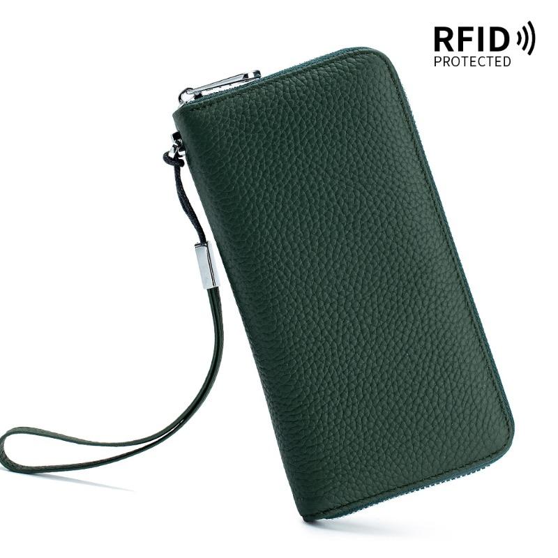 Women's wallet long leather RFID first layer cowhide clutch bag soft leather simple wallet mobile phone bag men