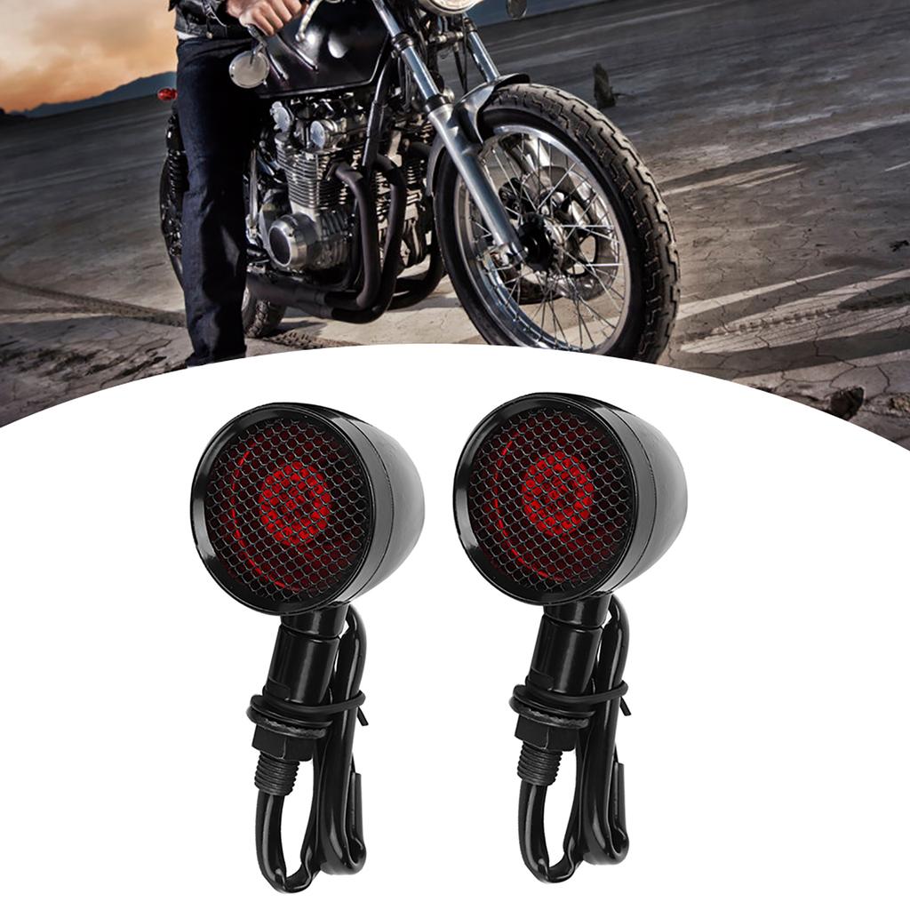Motorcycle Retro Grid LED Turn Signal Brake Light Metal Blinker Flashes