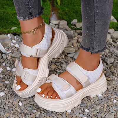 Modne Sandały na Wysokiej Platformie Damskie Nowe Letnie Klamra Grube Buty Plażowe Damskie Błyszczące Koturny Szpilki Damskie Sandały Zapatos De Mujer