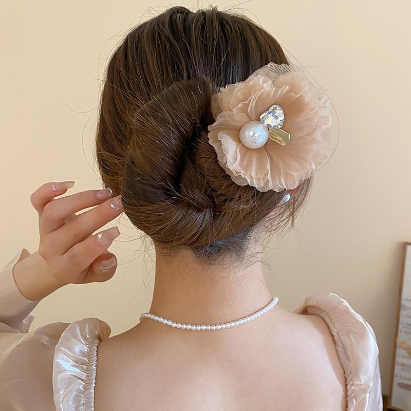 Flower Pearl Fringed Hairpin Small Fresh and Fashionable Fairy Style Hairpin Temperament Versatile High-end Hair Accessories Woman