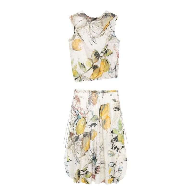 Kaslead New Arrival Women's Clothing Fashion Style Print Tops Casual Half-Length Skirt 8079210 81211