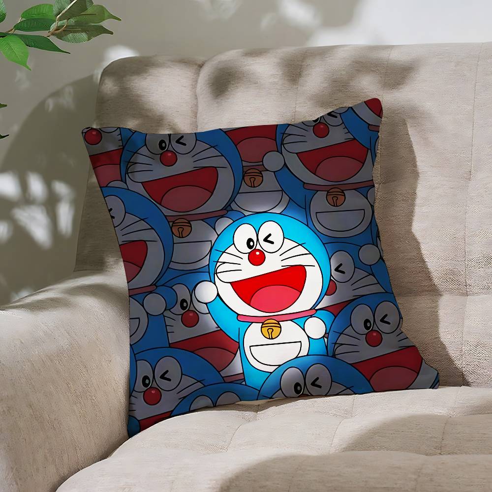 Cute CartoonDdoraemonS Kawaii Customizable Square Pillowcases Stylish And Soft Perfect For Beds Cars And Sofas