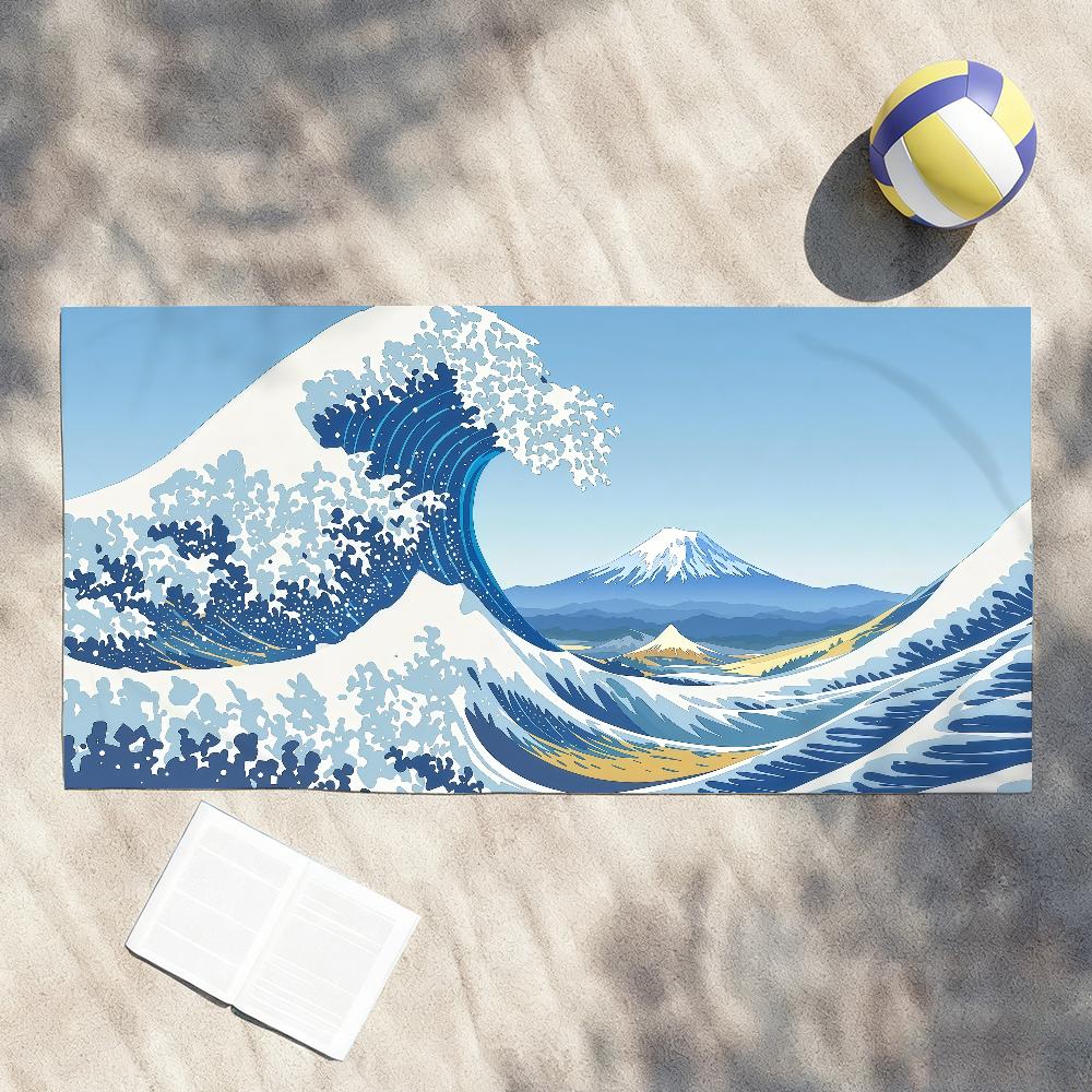 Katsushika Art Great Waves Cartoon Towel Towels For Beaches Yoga Studios Gyms Hot Springs Swimming Pools And Picnics