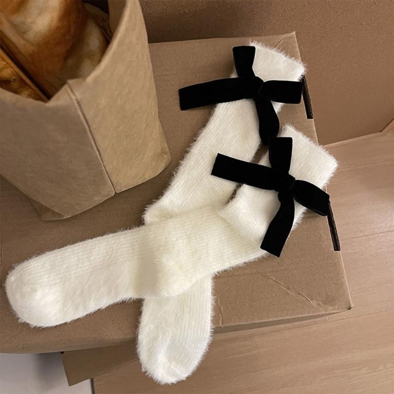 Cute Bowknot Socks for Women Middle Tube Sock Stylish Princess Dress Socks with Delicate Detail