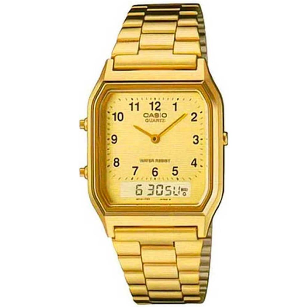 Casio E-Data-Bank Analog-Digital Casual Quartz Watch Gold Tone AQ-230GA-9B