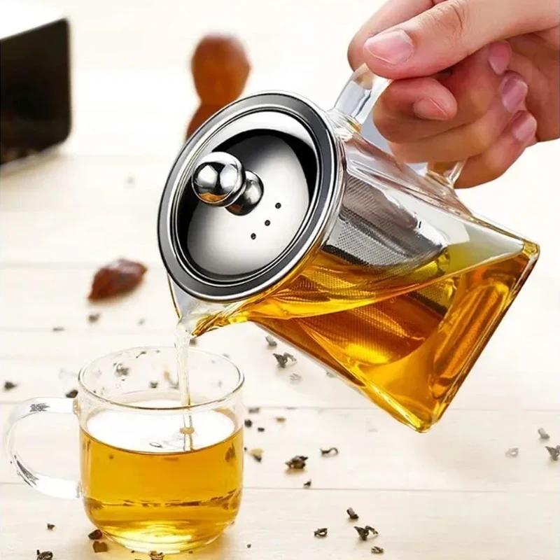 Tea Infusers 550/750/950ML Stainless Steel Infuser Bottle Heat Resistant Glass Teapot Household Teaware Tea Infuser Clear Kettle