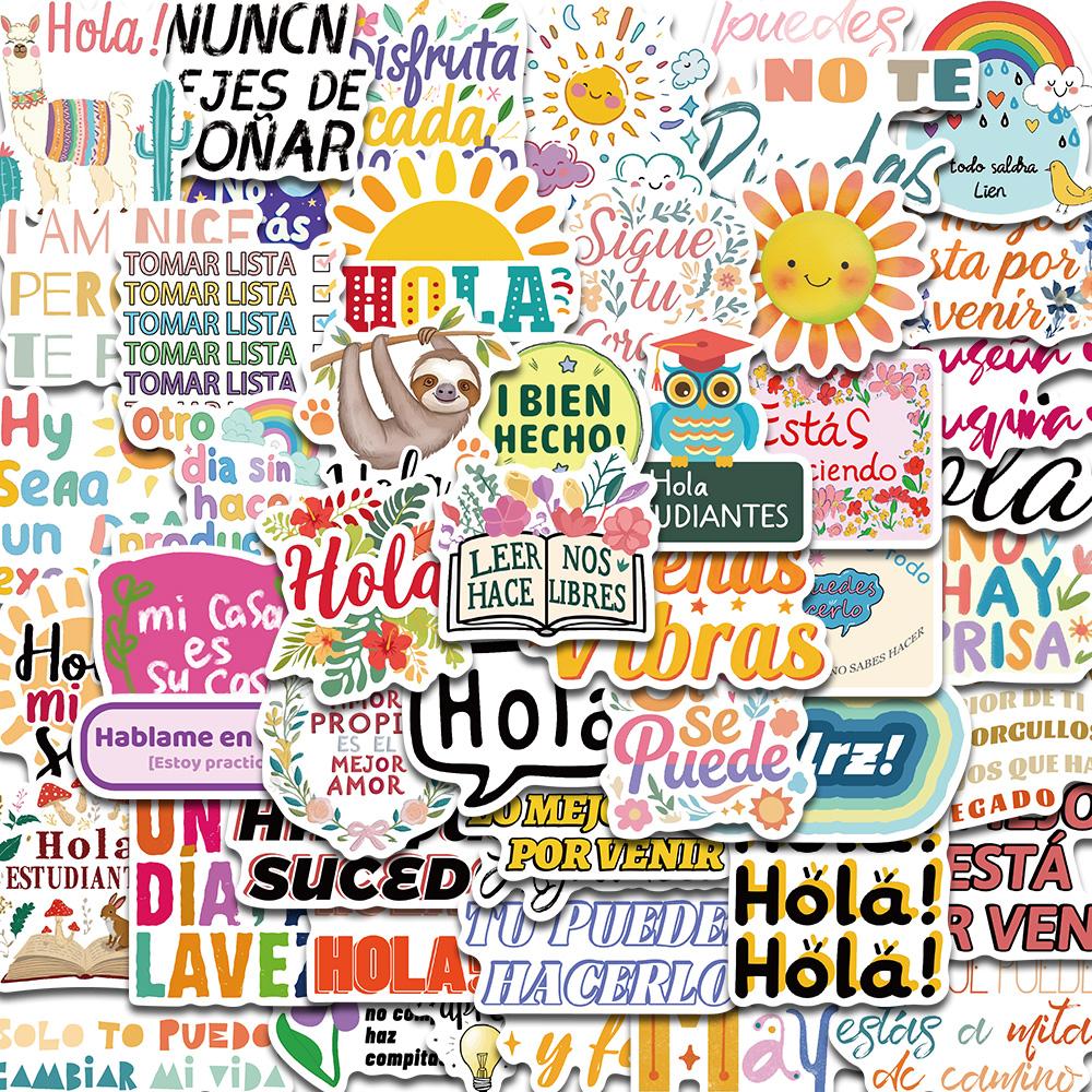 50PCS Spanish Motivational Sticker Harajuku Notebook Laptop Luggage Waterproof Coffee Skateboard Classic Graffiti Art Sticker