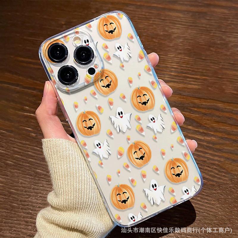 Halloween Pumpkin Illustration for Apple iPhone11/12/13/14/15/16ProMax Transparent Case 8