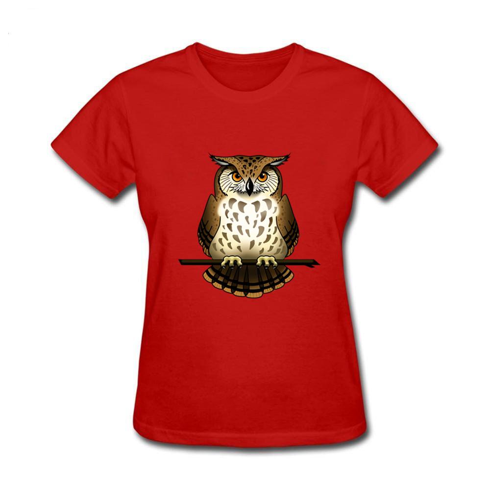 Women Owl Animal T Shirt Summer Short Sleeve 3D Printed Retro T Shirt Owl Eye 2XL