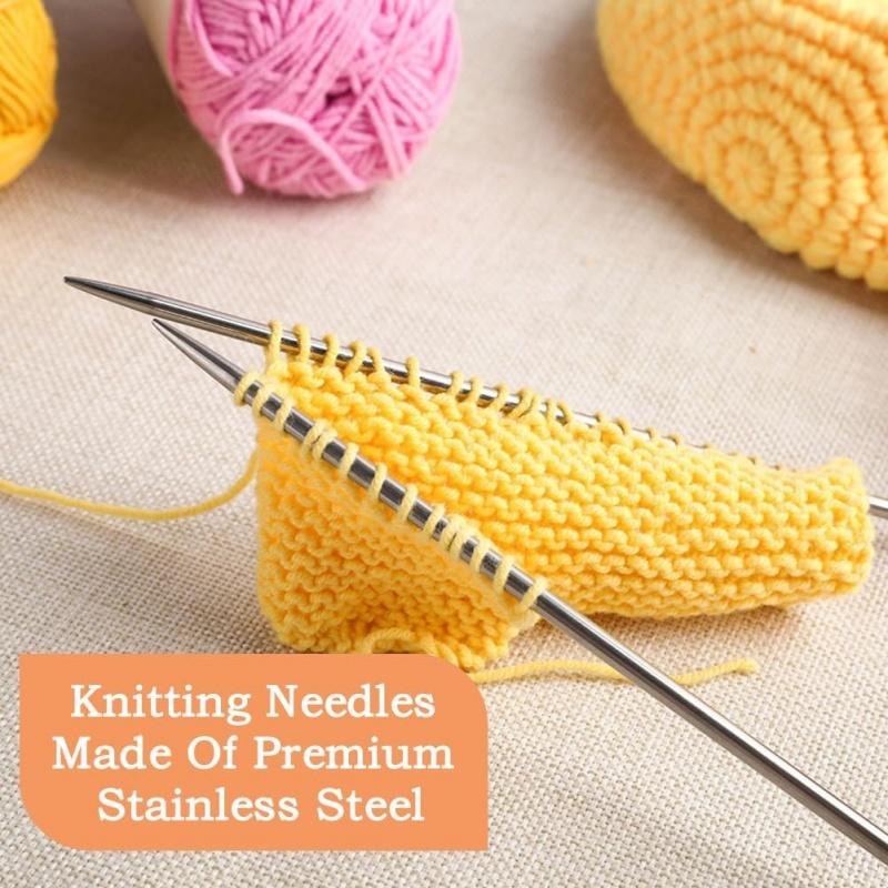 35Pcs Double Pointed Knitting Needles Set, Short 20cm Metal Double Ended Knitting Needles for Beginner, Sock Knitting Pins Set