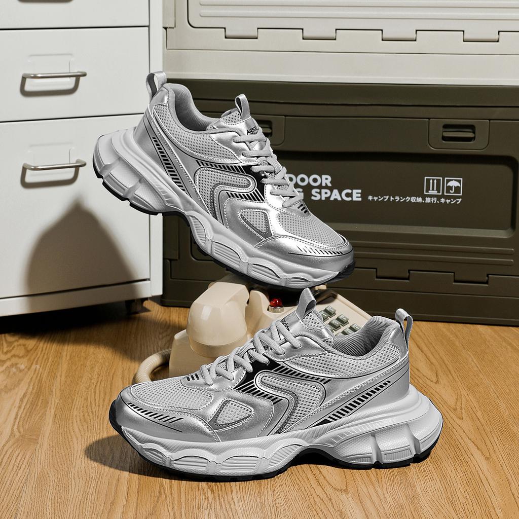 Augustine Daddy Shoes Men's 2025 New Men's Shoes Summer Breathable Thick-soled Teen Mesh Sneakers Men's