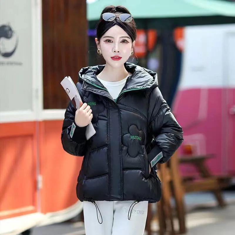Autumn Winter Women Puffer Warm Parkas 2025 New Long Sleeve Female Casual Down Cotton Padded Jacket Short Hooded Outwear