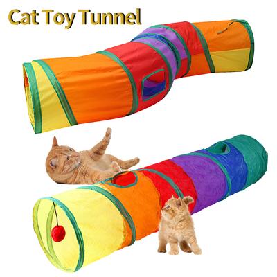 Rainbow Pets Training Interactive Tunnel Polyester Foldable Puppy Kitten Play Tunnel Tube Lightweight Gifts Pet Self-playing Toy