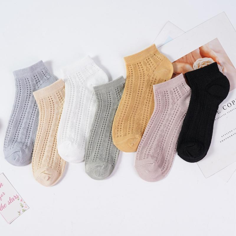 Summer Solid Women Summer Breathable Mesh Ankle Socks for Women Girls Fashion Harajuku Candy Color Cotton Low Cut Hollow Out Socks