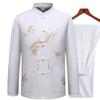 Abbigliamento tradizionale cinese Tang, completo da uomo Kung Fu, casual, alla moda, con t-shirt e pantaloni ricamati, Wing Chun Tai Chi, comodo set da uomo