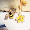 Cute New Flower Bee Asymmetric Earrings Fashion Zircon Earrings Jewelry Punk Lmitation Pearl Stud Earrings For Women Girls Gift