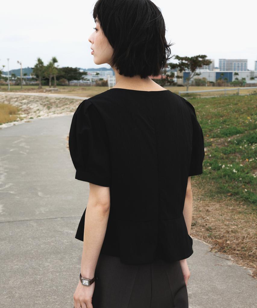 DEHEVE Unbalanced Twist Blouse [Black]
