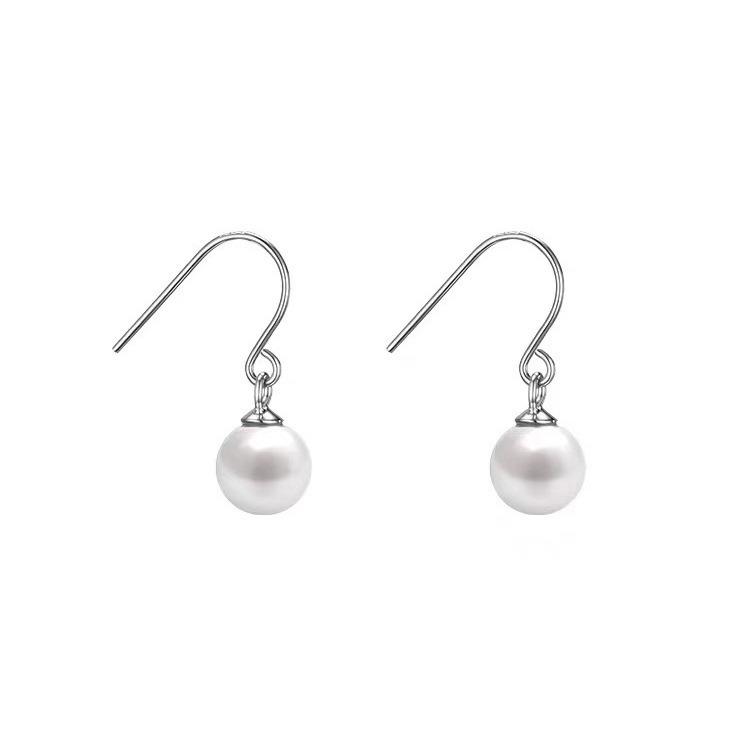 925 Sterling Silver Imitation Pearl Stud Earrings - Elegant, High-End Winter 2023 Style for Women