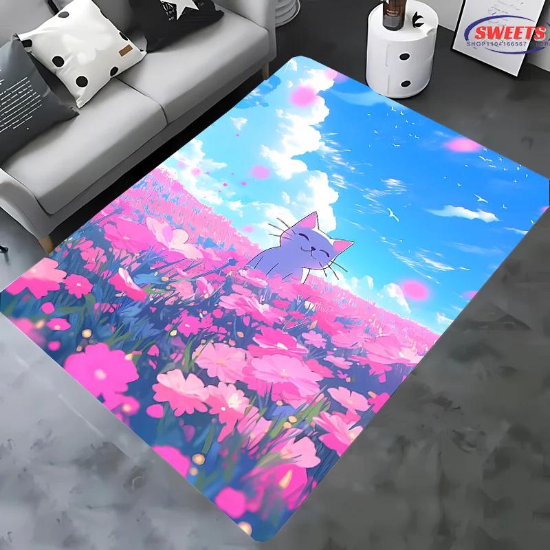 3D Cat Carpet New Release! Anti-slip Sound Insulation,Rug for Living Room Bedroom, Bedside and Office Areas,Durable Washable Mat