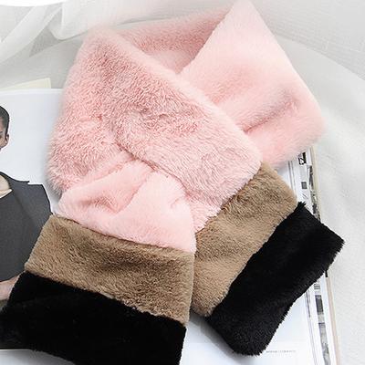 Cashmere Petite Two-tone Fur Muffler for Women, Winter