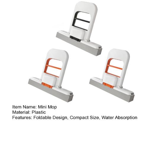 1/2/3 ks Mini mop s designem hlubokých drážek Mokrý/suchý houbový mop Jednoruční ždímací rukojeť Skládací stolní mop