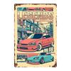 Racing Car Retro Style Metal Decorative Painting for Garage Room Decor