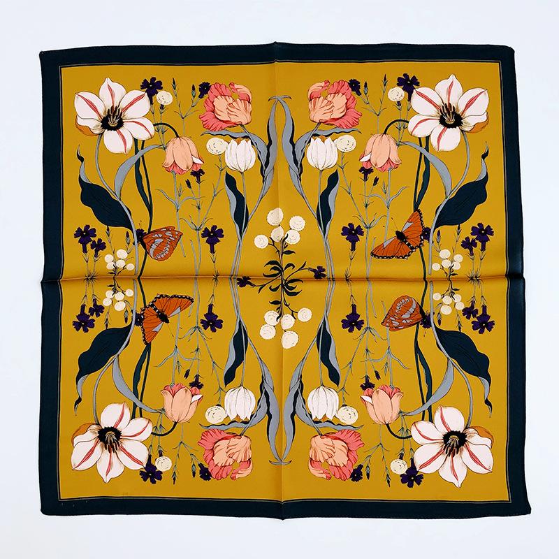 2026 Novo Lenço 100% Seda Pura Feminino Pescoço Cabelo Foulard Bandana Quadrado Pequeno Headband Hijab Estampado Poncho Lenços Pashmina