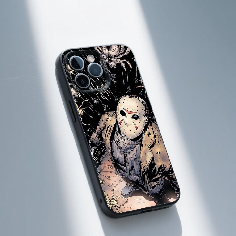 J-Jason Mask V-Voorhees Phone Case For iPhone 16,15,14,13,12,11,Pro,Max,Plus,X,XS,SE,E,Mini,Soft Silicone Black Case