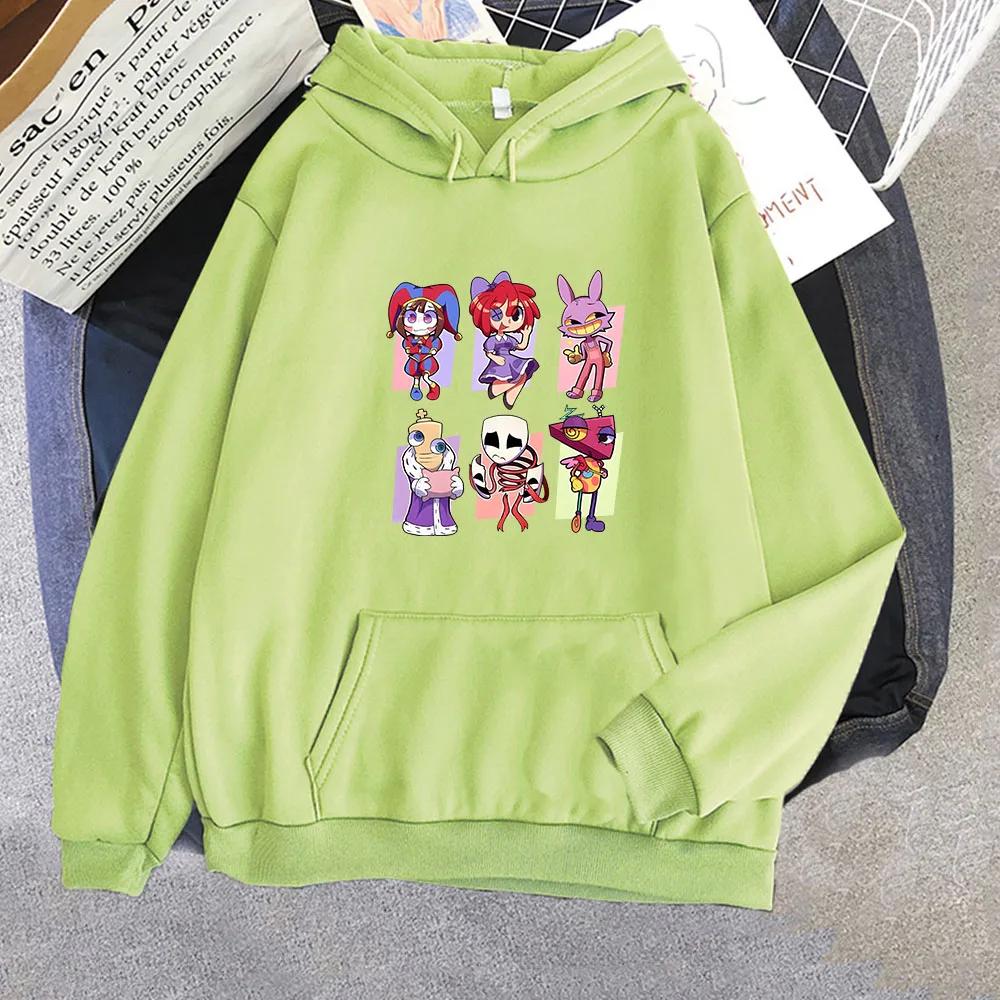 Multicolor Amazing Digital Circus Hoodies Women Harajuku Kawaii Pomni Jax Gangle Kinger Zooble Ragatha Tops Hooded Sweatshirts