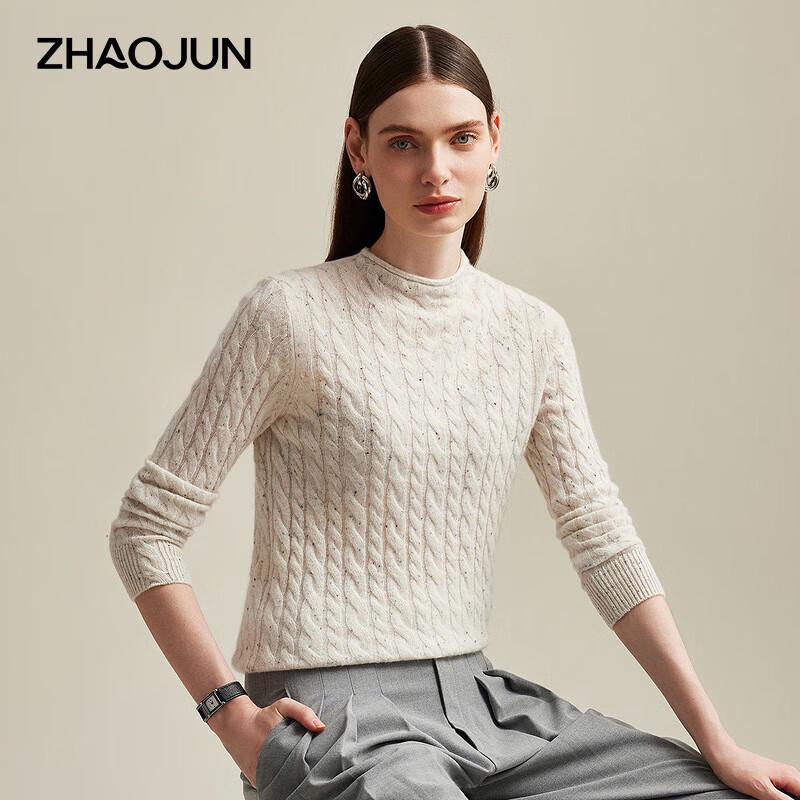 Zhaojun Women's Thin Cable Knit Cashmere Half-Turtleneck Sweater