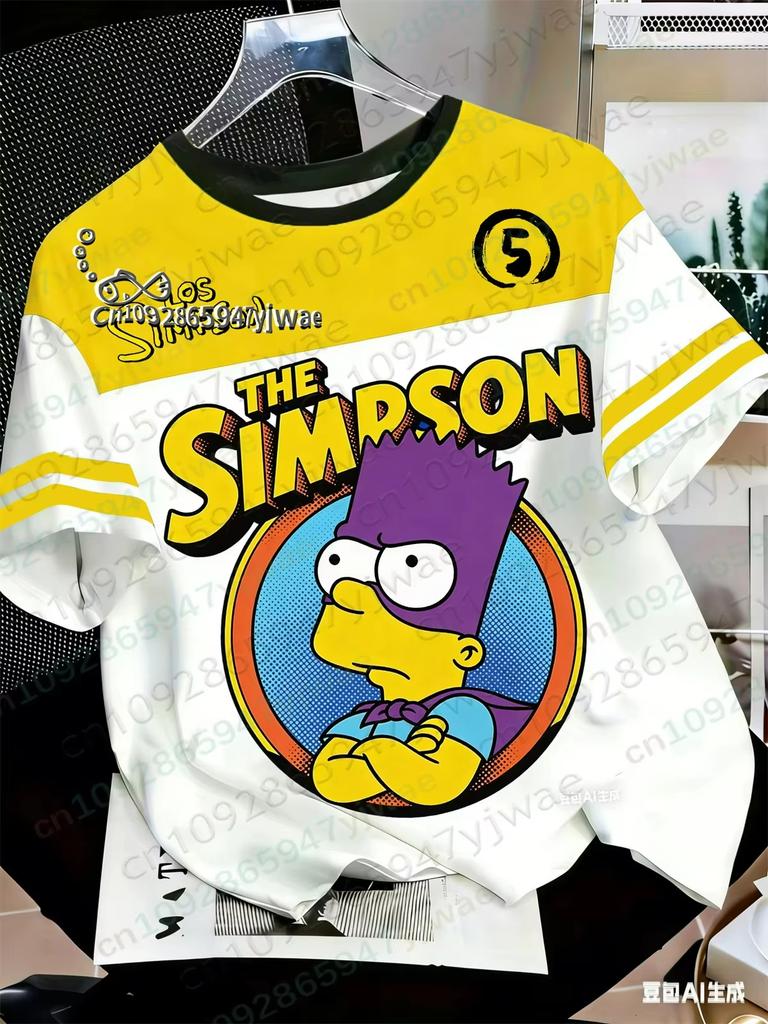 2026 Women's Men's Jersey Casual Streetwear Top Fashion Y2k Tee Summer The Simpsons Cartoon Graphic Printed T-Shirts