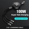 100W Fast Charging 3-in-1 Data Cable Car USB Charger Accessories For Honda Civic Fit Accord City Vezel CR-V S660 Odyssey HR-V