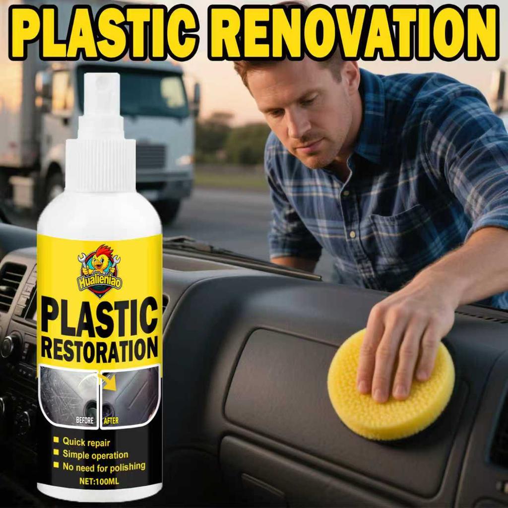 Car Plastic Part Crystal Coating Renovator, Black Interior Dashboard Wax for Vehicles, Whitening Restoration Agent, Tire Blacken