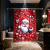 1 Stück Imitationsrelief Weihnachtsmann Roter Druck Wasserdicht Duschvorhang für Privatsphäre mit 12 Haken, Mehrere Größen Maschinenwaschbar