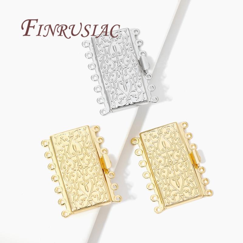 7-strands Connectors For Jewelry 18K Real Gold Plated Bracelet Clasps Fasteners Findings For DIY Necklace Making Accessories