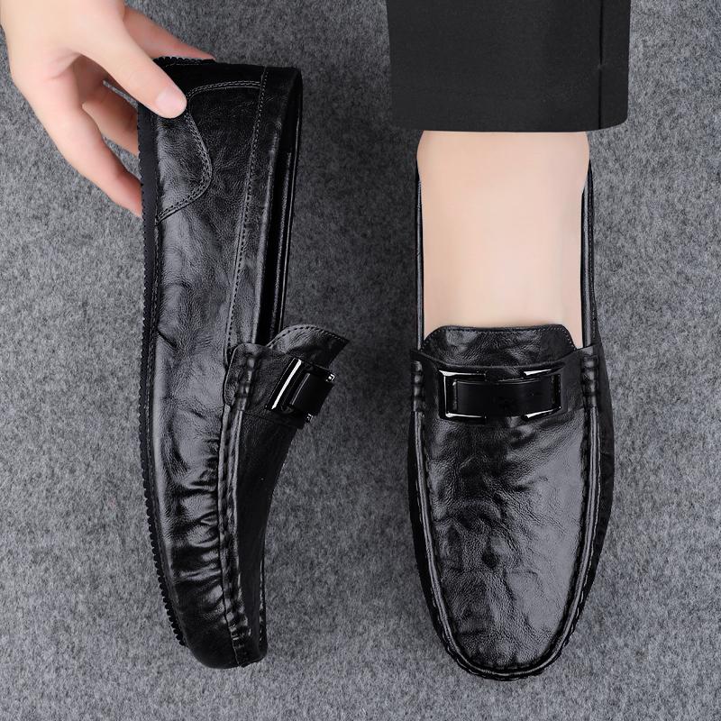 2025 Leather Penny Loafers Men Moccasins Mocasines Hombre Business Mens Casual Shoes Half Shoes Slip On Flats Male Driving Shoes