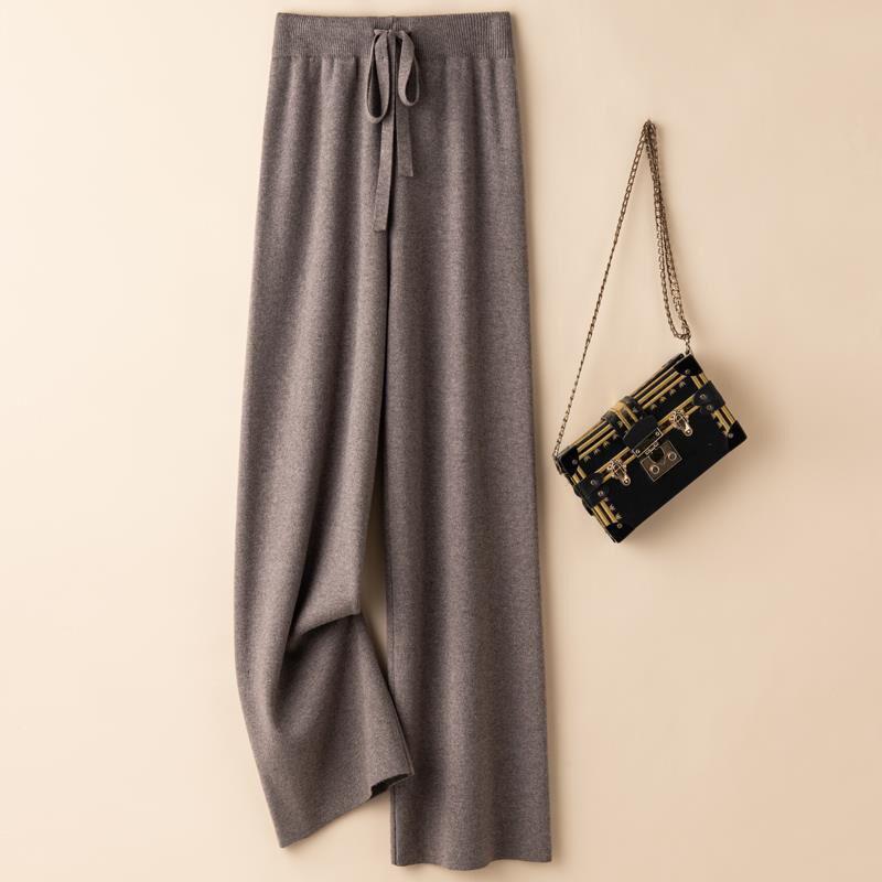 2024 Korean High Waist Knit Wide-Leg Extra Long Pants for Tall Women