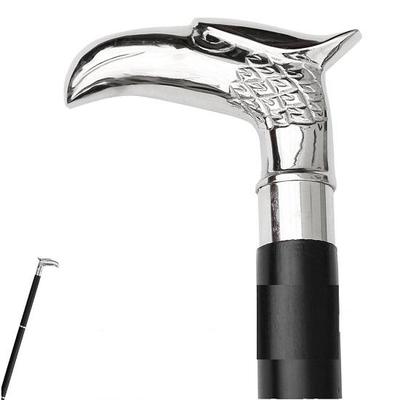 Solid Brass Silver Nickel Eagle Handle Black Victoria Cane Walking Cane