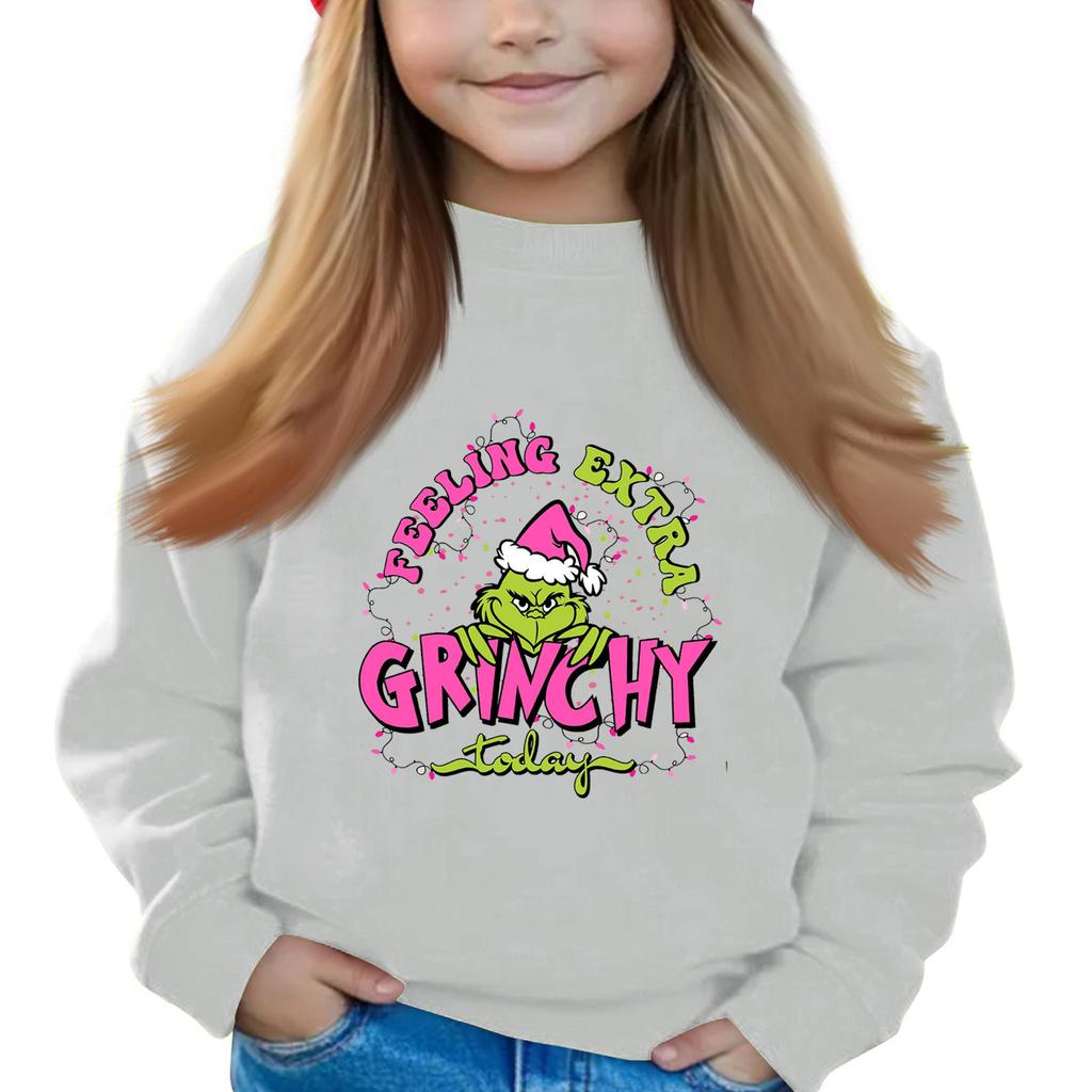 Christmas Day Girls Round Neck Pullovers For Kids Printed Baby Tops