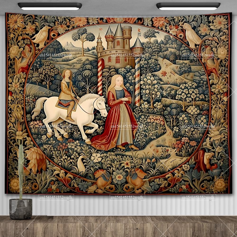 Lady And The Unicorn Tapestry Medieval Tapestry Wall Hanging Printed Home Decor Tapestries Background Room Covering For Bed