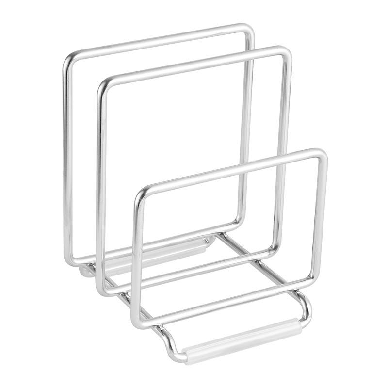 304 Stainless Steel Double-Slot Cutting Board and Pot Lid Rack - 6MM Thickened Shelf for Kitchen Storage