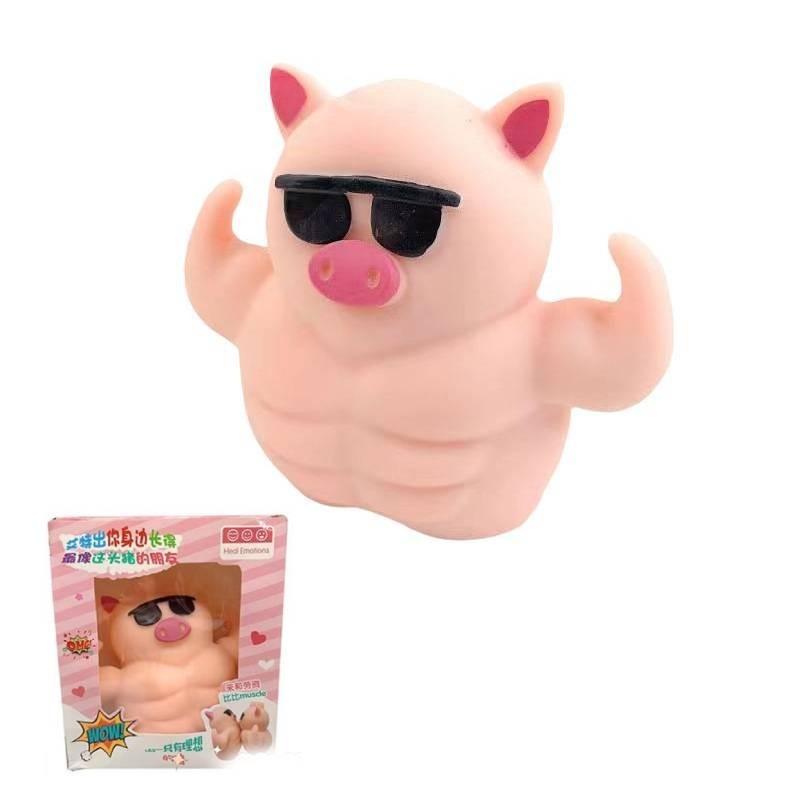 Realistic Muscle Pig Stress Relief Toy Tpr Material Durable Animal Figurine