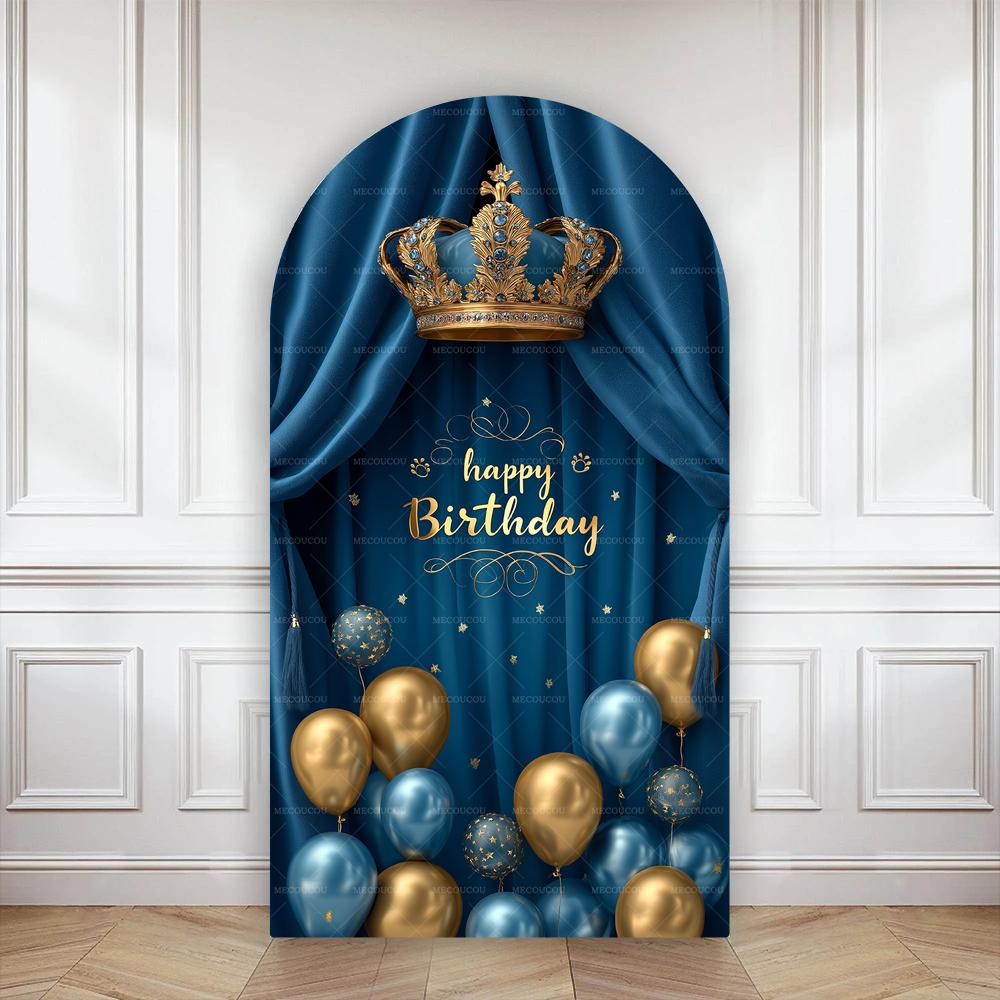 

BEPAN Blue Premium Crown Theme Background Adult Children Birthday Party Decoration Baby Shower Double Sided Printing Stretch Fabric 1.6x3.9ft(50x120cm)